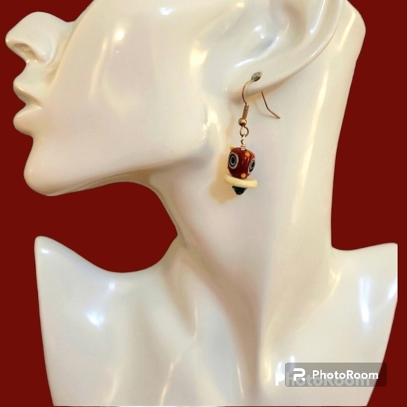 HANDMADE Space Age Nebula Lampwork Beaded Dangle Hook Earrings - Picture 1 of 5